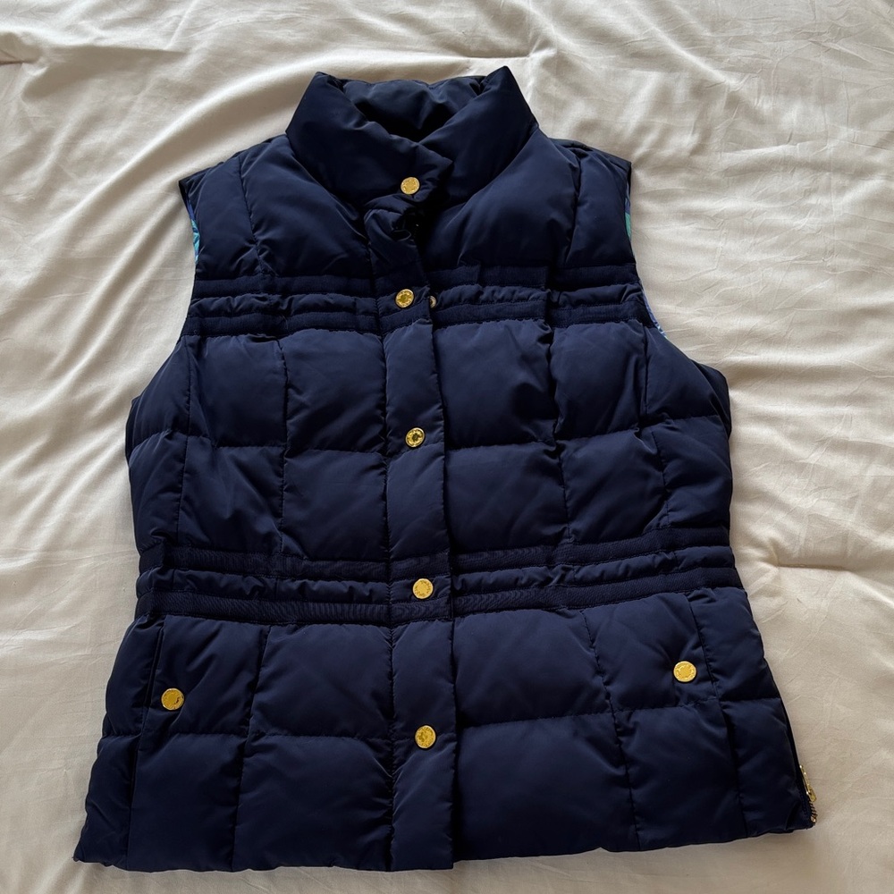 Lilly Pulitzer Navy Vest with Gold Accents